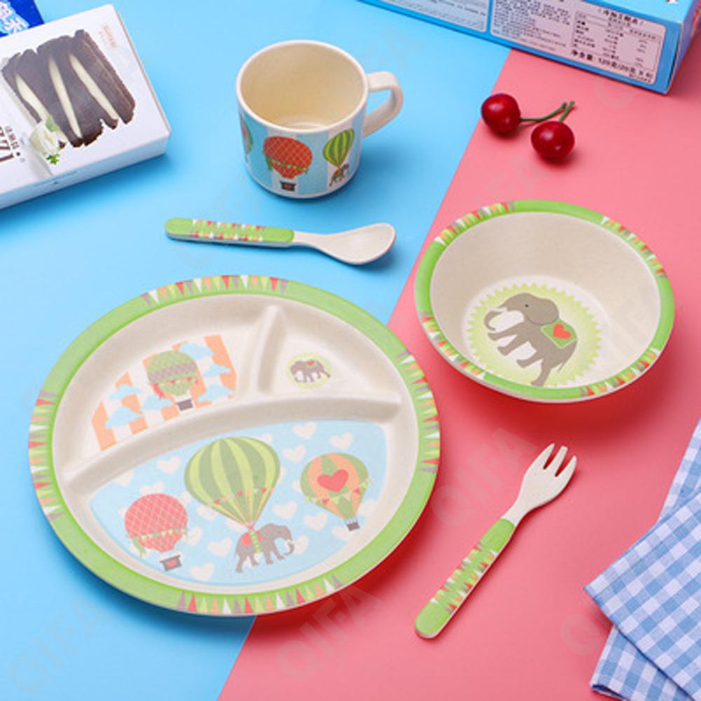 Детский набор для кормления (тарелка, миска, кружка, ложка и вилка)