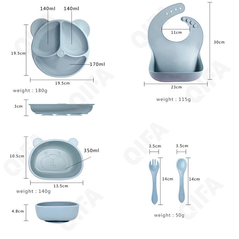 Детская Детский набор для кормления (нагрудник, тарелка, миска, ложка, вилка) CC2850_XXTZ002_246_3501