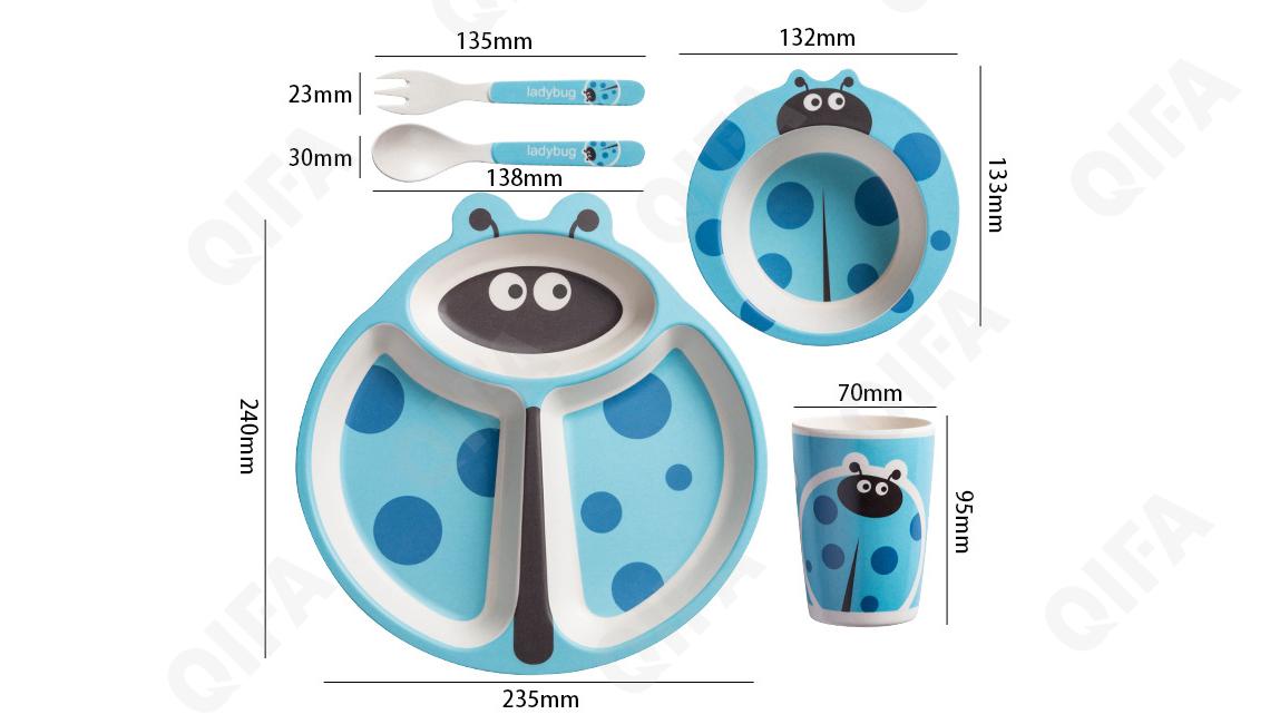 Детский набор для кормления (тарелка, миска, кружка, ложка и вилка) RC573_WXYCJ-08-1