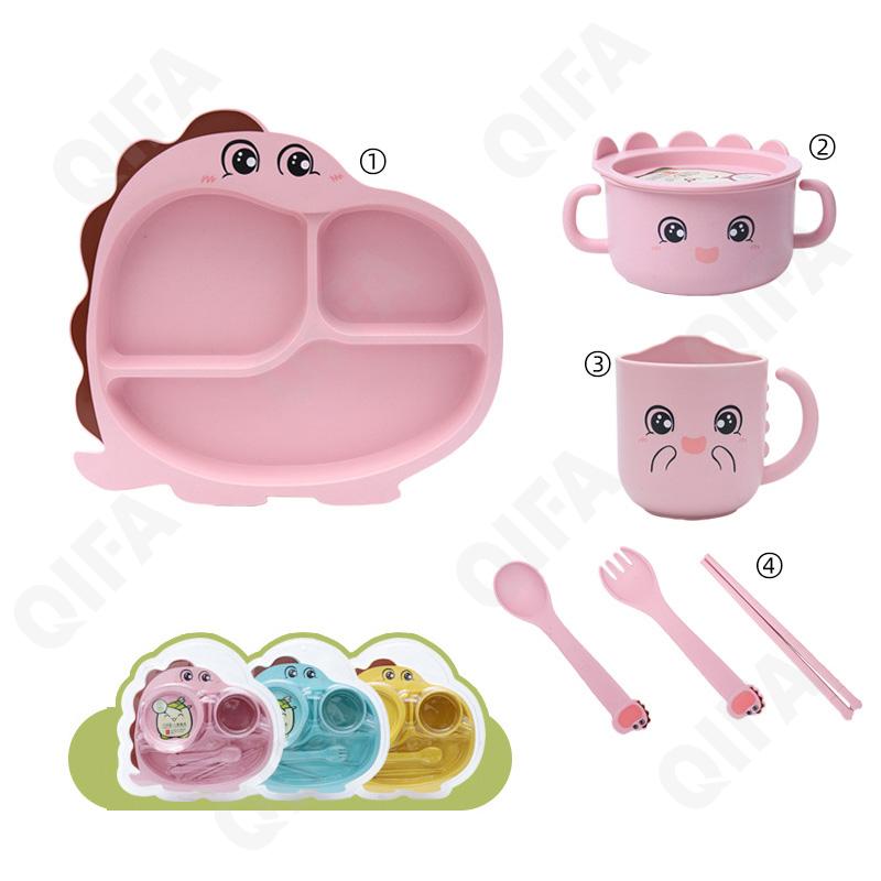 Детский Детский набор для кормления (тарелка, миска, кружка, ложка и вилка)
